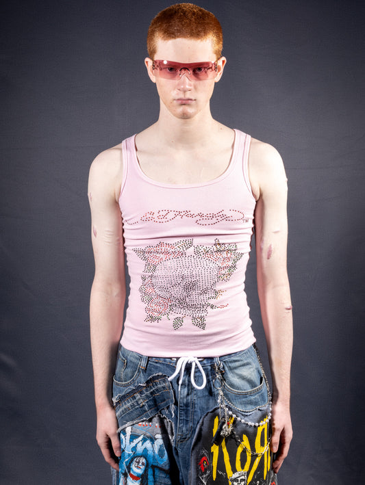 Ed Hardy Shinny Skull Pink Top