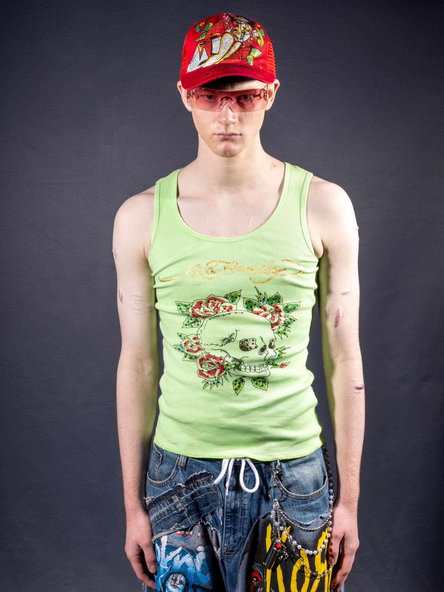 Ed Hardy Green Skull Top