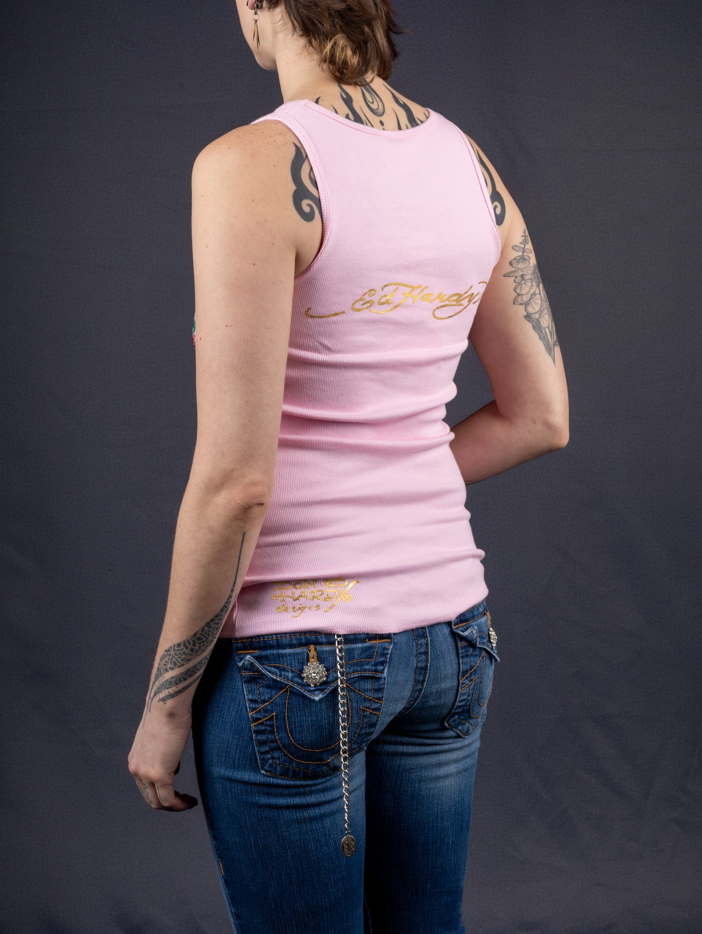 Ed Hardy Love Dies Hard Pink Tank Top