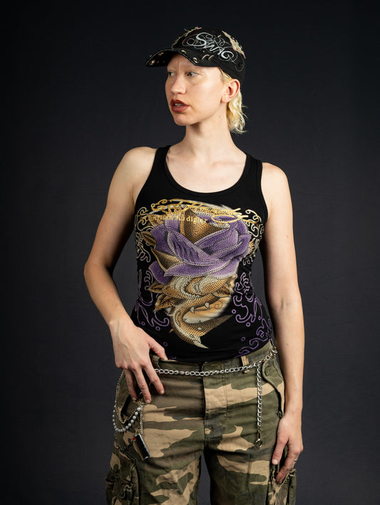 Ed Hardy Tank Top Violet Flower black