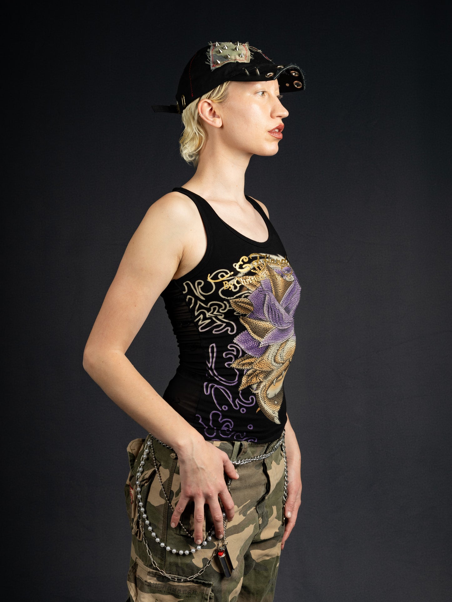 Ed Hardy Tank Top Violet Flower black